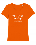 New Year, New Me and Other Jokes (alb)  Tricou mânecă scurtă guler larg fitted Damă Expresser