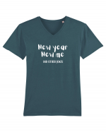 New Year, New Me and Other Jokes (alb)  Tricou mânecă scurtă guler V Bărbat Presenter