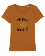 An Nou Fericit (artificii) negru Tricou mânecă scurtă guler larg fitted Damă Expresser