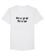 New year, new me (negru)  Tricou mânecă scurtă guler larg Bărbat Skater