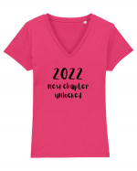 2022 New Chapter Unlocked (negru)  Tricou mânecă scurtă guler V Damă Evoker