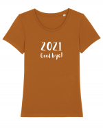 2021 good bye! (alb)  Tricou mânecă scurtă guler larg fitted Damă Expresser