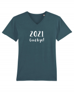 2021 good bye! (alb)  Tricou mânecă scurtă guler V Bărbat Presenter