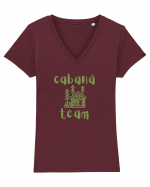 Cabană Team (verde)  Tricou mânecă scurtă guler V Damă Evoker