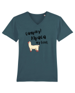 Camping? Alpaca my tent (negru)  Tricou mânecă scurtă guler V Bărbat Presenter