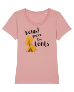 Relax! You're too tents (negru) Tricou mânecă scurtă guler larg fitted Damă Expresser