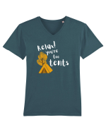 Relax! You're too tents (alb)  Tricou mânecă scurtă guler V Bărbat Presenter