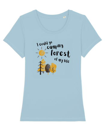 I could go camping forest of my life (black)  Sky Blue