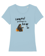 Camping? You'll have to bear with me (negru)  Tricou mânecă scurtă guler larg fitted Damă Expresser
