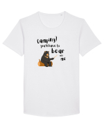 Camping? You'll have to bear with me (negru)  Tricou mânecă scurtă guler larg Bărbat Skater