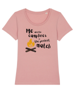 Me and the campfires - the perfect match (negru)  Tricou mânecă scurtă guler larg fitted Damă Expresser