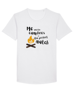 Me and the campfires - the perfect match (negru)  Tricou mânecă scurtă guler larg Bărbat Skater