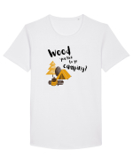 Wood you like to go camping? (negru)  Tricou mânecă scurtă guler larg Bărbat Skater