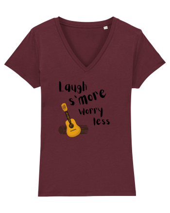 Laugh s'more worry less (negru)  Burgundy
