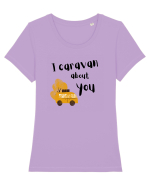 I caravan about you (negru)  Tricou mânecă scurtă guler larg fitted Damă Expresser