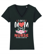 I Am A Mom And A Nurse Nothing Scares Me Tricou mânecă scurtă guler V Damă Evoker