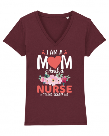 I Am A Mom And A Nurse Nothing Scares Me Burgundy