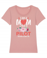 I Am A Mom And A Pilot Nothing Scares Me Tricou mânecă scurtă guler larg fitted Damă Expresser