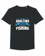 I'm Done Adulting Let's Go Fishing Tricou mânecă scurtă guler larg Bărbat Skater