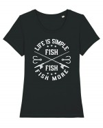 Life Is Simple Fish More Tricou mânecă scurtă guler larg fitted Damă Expresser