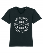 Life Is Simple Fish More Tricou mânecă scurtă guler V Bărbat Presenter