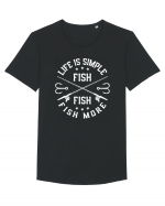 Life Is Simple Fish More Tricou mânecă scurtă guler larg Bărbat Skater