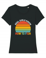 Reel Girl Know How To Fish Tricou mânecă scurtă guler larg fitted Damă Expresser