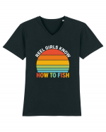 Reel Girl Know How To Fish Tricou mânecă scurtă guler V Bărbat Presenter