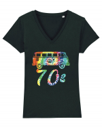 70's Hippie Van Life Tricou mânecă scurtă guler V Damă Evoker