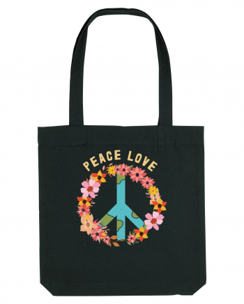 Flower Peace Love Black