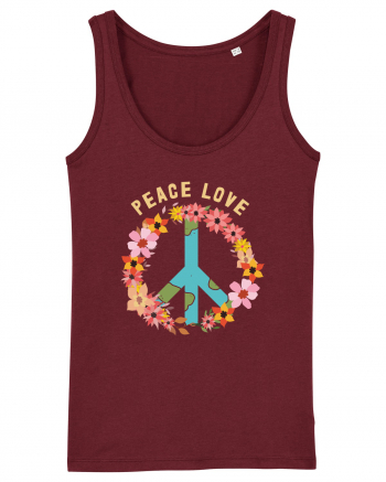 Flower Peace Love Burgundy