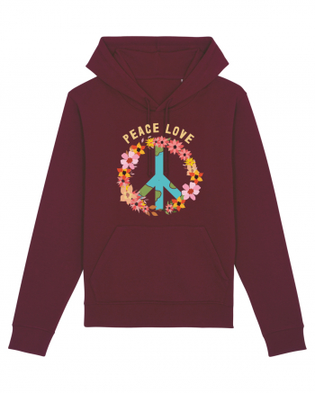 Flower Peace Love Burgundy