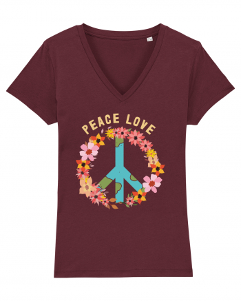 Flower Peace Love Burgundy