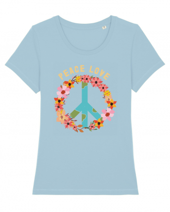 Flower Peace Love Sky Blue