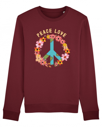 Flower Peace Love Burgundy