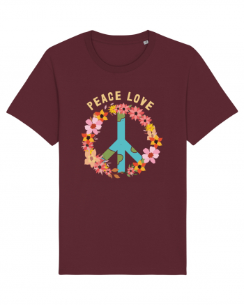 Flower Peace Love Burgundy