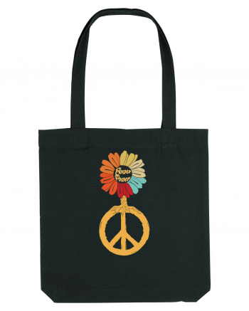 Flower Power Peace Sign Black