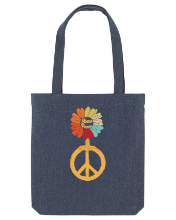 Flower Power Peace Sign Midnight Blue