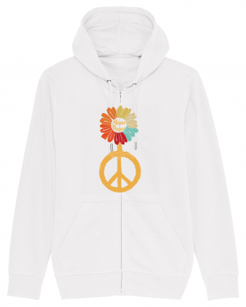 Flower Power Peace Sign White