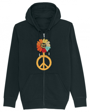 Flower Power Peace Sign Black