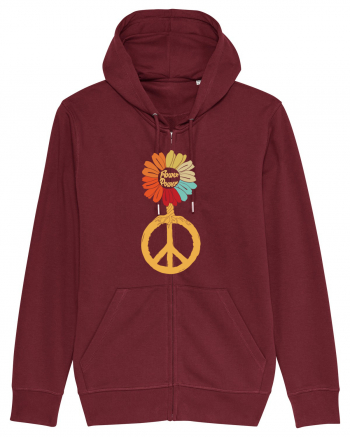 Flower Power Peace Sign Burgundy