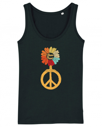 Flower Power Peace Sign Black