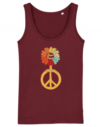 Flower Power Peace Sign Burgundy