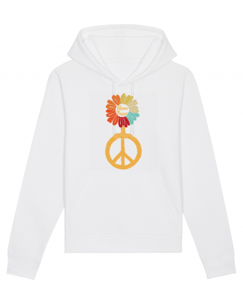 Flower Power Peace Sign White