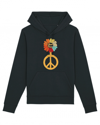 Flower Power Peace Sign Black