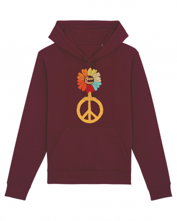 Flower Power Peace Sign Burgundy