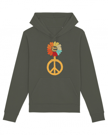 Flower Power Peace Sign Khaki