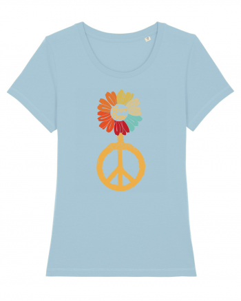 Flower Power Peace Sign Sky Blue