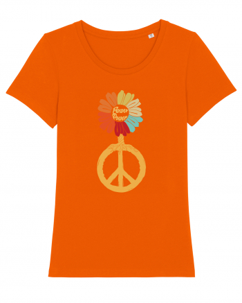 Flower Power Peace Sign Bright Orange