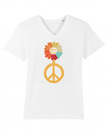 Flower Power Peace Sign White